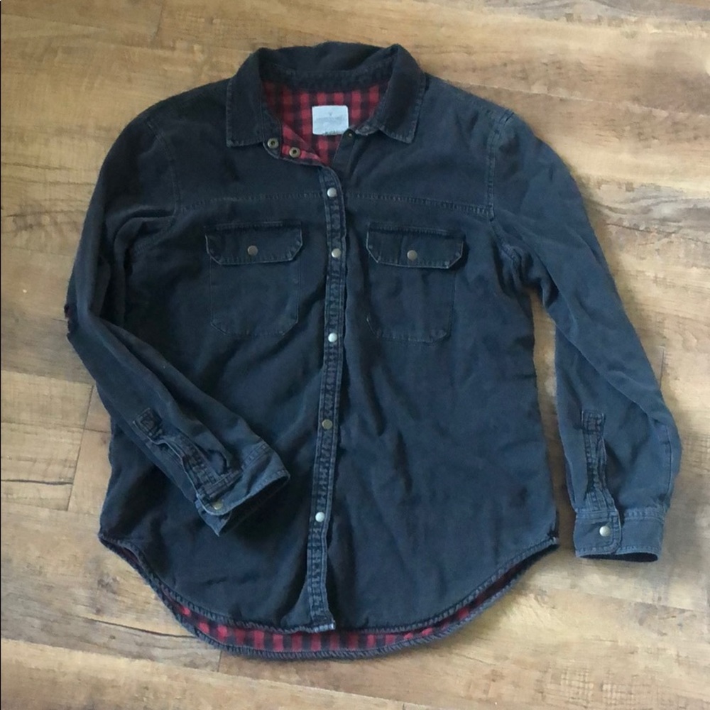 Ultra heavyweight plaid-interior button down